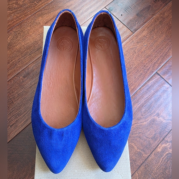 Blue Leather Women's Flats